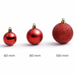 EMINZA Lot de 20 boules de Noël assorties New Alpine Rouge Best