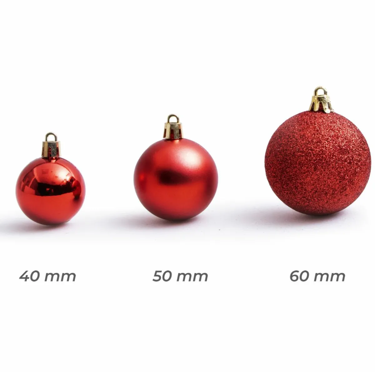 EMINZA Lot de 30 boules de Noël assorties New Alpine Rouge New