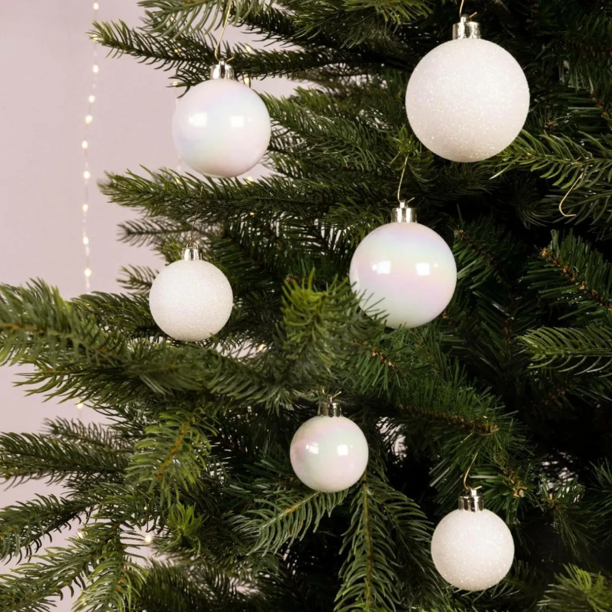 KAEMINGK Lot de 30 boules de Noël assorties Alpine Blanc irisé Best