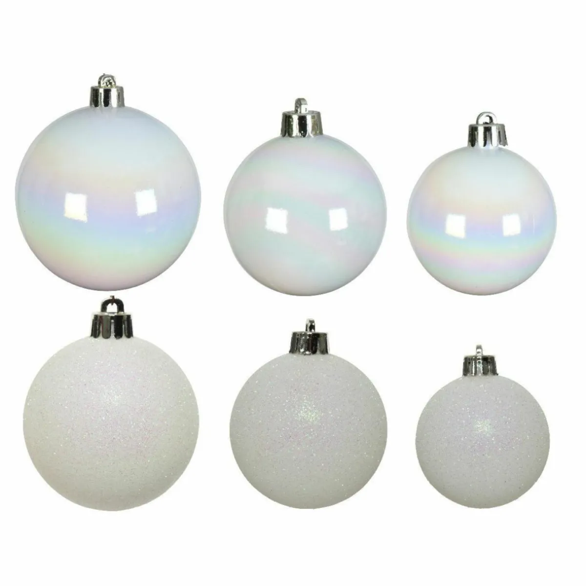 KAEMINGK Lot de 30 boules de Noël assorties Alpine Blanc irisé Best