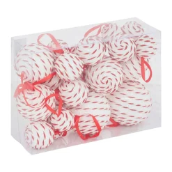 JJA Lot de 22 boules de Noël assorties Rayé Fantaisie et Blanc Rouge Clearance