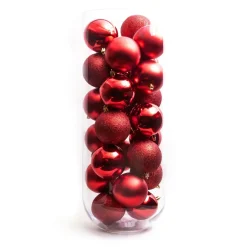 EMINZA Lot de 30 boules de Noël (D80 mm) New Alpine Rouge Clearance