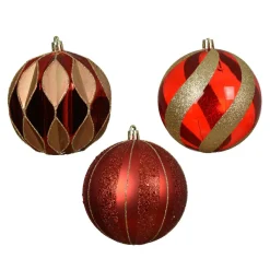 KAEMINGK Lot de 12 boules de Noël (D100 mm) Venezia pailletées or Rouge Online