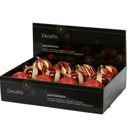 KAEMINGK Lot de 12 boules de Noël (D100 mm) Venezia pailletées or Rouge Online