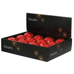KAEMINGK Lot de 12 boules de Noël (D80 mm) Boule à facette Rouge Outlet