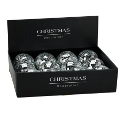KOOPMAN Lot de 12 boules de Noël (D100 mm) Night Fever Argent Outlet