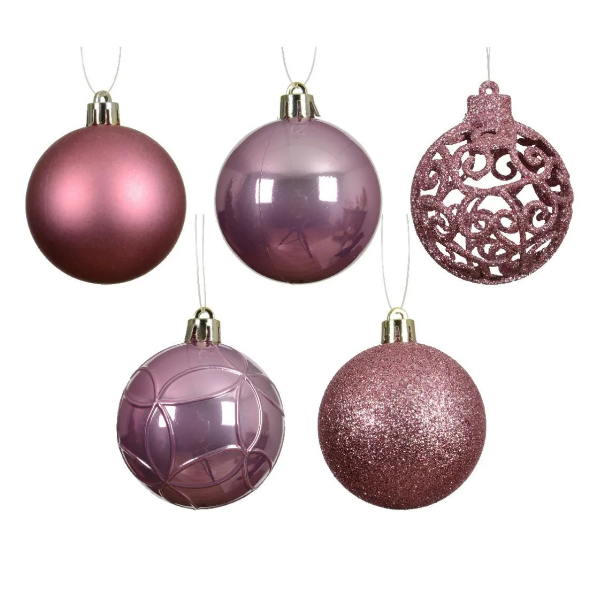 KAEMINGK Lot de 35 boules de Noël (D60 mm) Aravis Vieux Rose Clearance