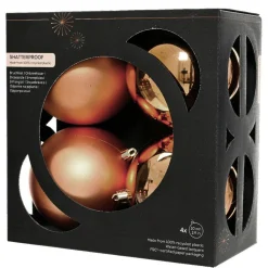 KAEMINGK Lot de 4 boules de Noël (D100 mm) Aravis Cognac Hot