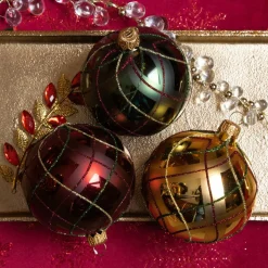 KAEMINGK Lot de 6 boules de Noël (D80 mm) Carreaux Multicouleur Multicolore Outlet