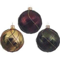 KAEMINGK Lot de 6 boules de Noël (D80 mm) Carreaux Multicouleur Multicolore Outlet