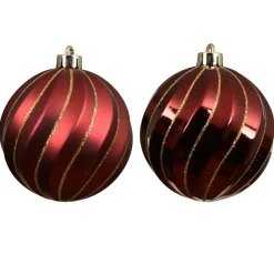 KAEMINGK Lot de 6 boules de Noël (D80 mm) Glam chic pailleté or Bordeaux Online