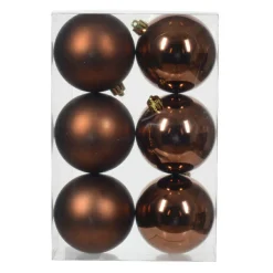 KAEMINGK Lot de 6 boules de Noël (D80 mm) Aravis Brun café Clearance