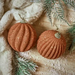 KAEMINGK Lot de 12 boules de Noël (D80 mm) Reflet d’or pailleté or Cognac Discount