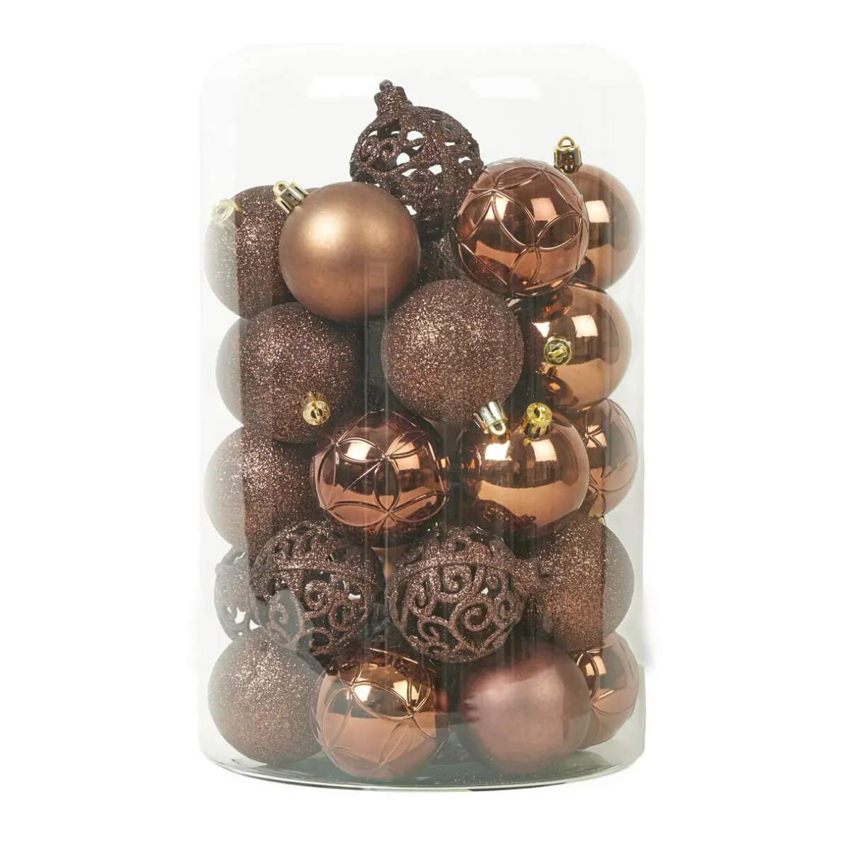 KAEMINGK Lot de 35 boules de Noël (D60 mm) Aravis Brun café Hot