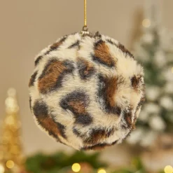 KOOPMAN Lot de 12 boules de Noël (D100 mm) Léopard Beige et Marron Outlet