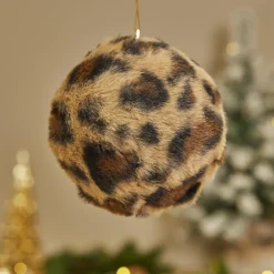KOOPMAN Lot de 12 boules de Noël (D100 mm) Léopard Beige et Marron Outlet
