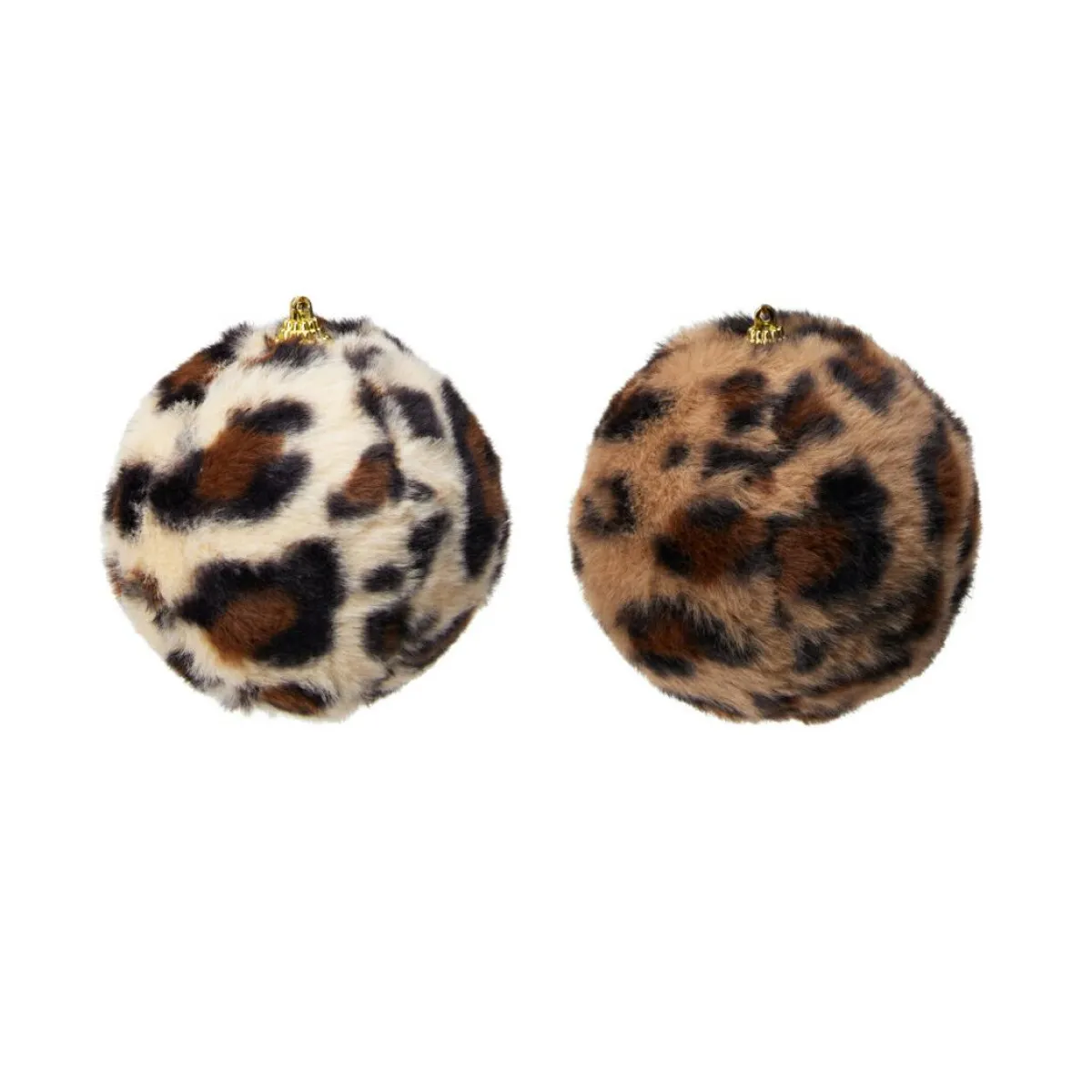 KOOPMAN Lot de 12 boules de Noël (D100 mm) Léopard Beige et Marron Outlet