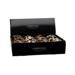 KOOPMAN Lot de 12 boules de Noël (D100 mm) Léopard Beige et Marron Outlet