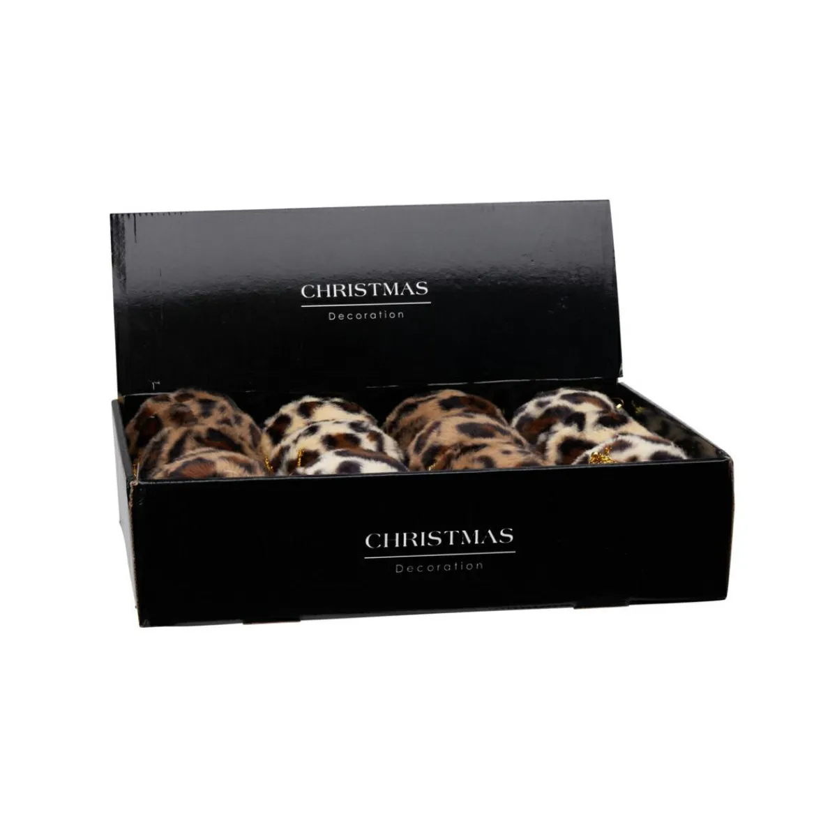 KOOPMAN Lot de 12 boules de Noël (D100 mm) Léopard Beige et Marron Outlet