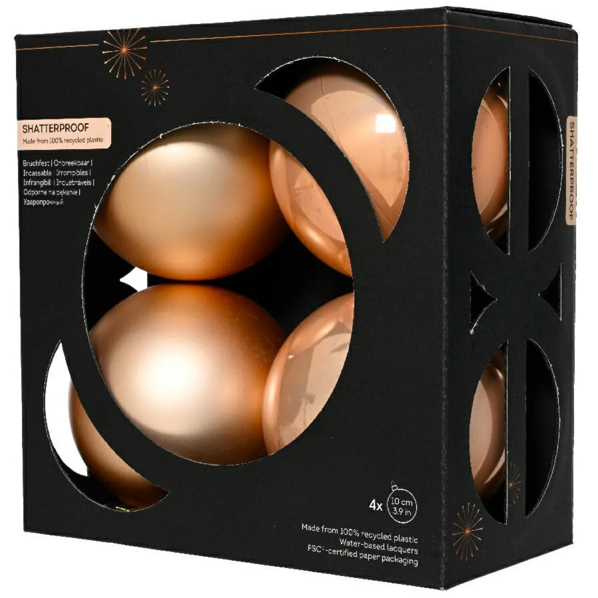 KAEMINGK Lot de 4 boules de Noël (D100 mm) Aravis Pêche New