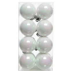 KAEMINGK Lot de 16 boules de Noël (D40 mm) Aravis Blanc irisé Discount