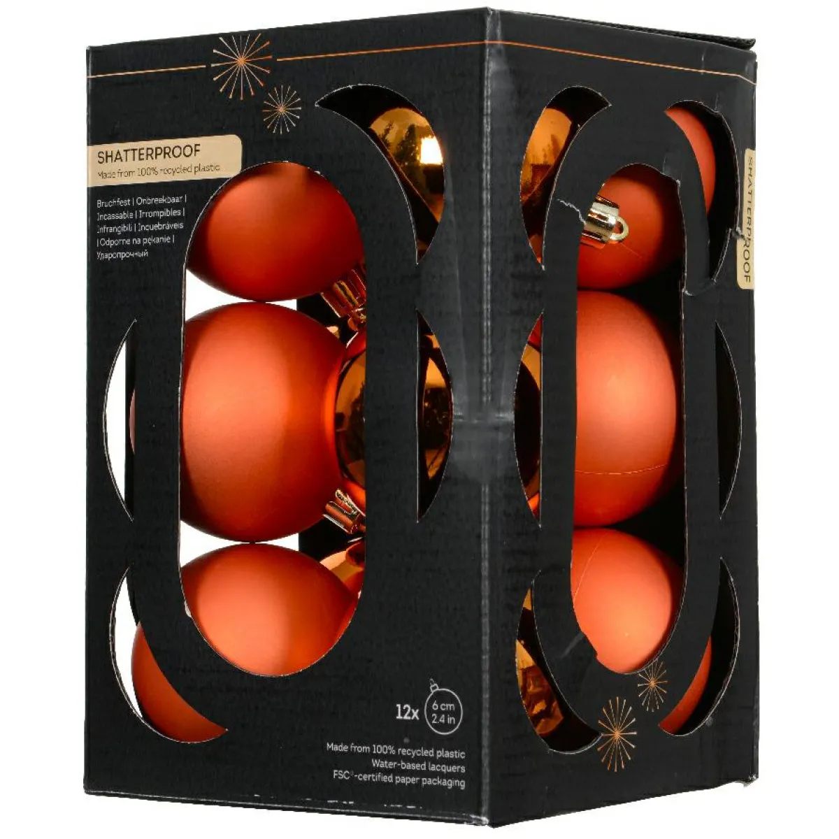 KAEMINGK Lot de 12 boules de Noël (D60 mm) Aravis Orange Online