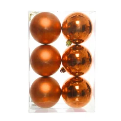 KAEMINGK Lot de 6 boules de Noël (D80 mm) Aravis Orange Sale
