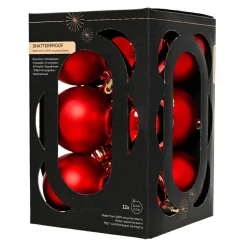 KAEMINGK Lot de 12 boules de Noël (D60 mm) Aravis Rouge