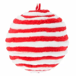 KOOPMAN Lot de 2 boules de Noël (D120 mm) Laine rayé et blanc Rouge