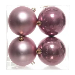 KAEMINGK Lot de 4 boules de Noël (D100 mm) Aravis Vieux rose Discount