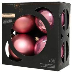 KAEMINGK Lot de 4 boules de Noël (D100 mm) Aravis Vieux rose Discount