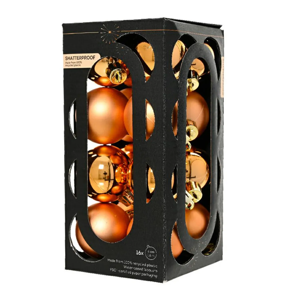KAEMINGK Lot de 16 boules de Noël (D40 mm) Aravis Cognac Best