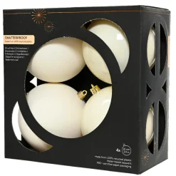 KAEMINGK Lot de 4 boules de Noël (D100 mm) Aravis Blanc laine Hot
