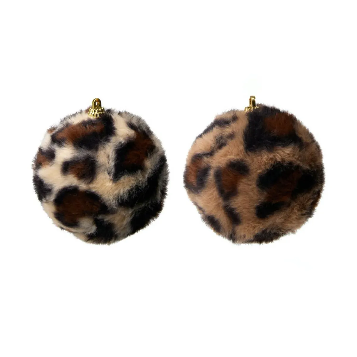 KOOPMAN Lot de 12 boules de Noël (D80 mm) Léopard Beige et Marron Clearance