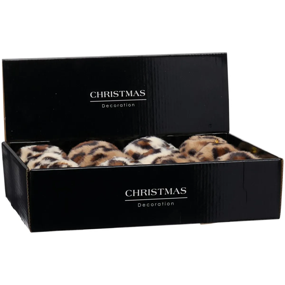KOOPMAN Lot de 12 boules de Noël (D80 mm) Léopard Beige et Marron Clearance