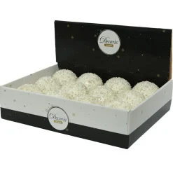 KAEMINGK Lot de 12 boules de Noël (D80 mm) Altesse perlée Blanc laine Outlet