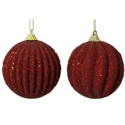KAEMINGK Lot de 12 boules de Noël (D80 mm) Reflet d'or Bordeaux Discount