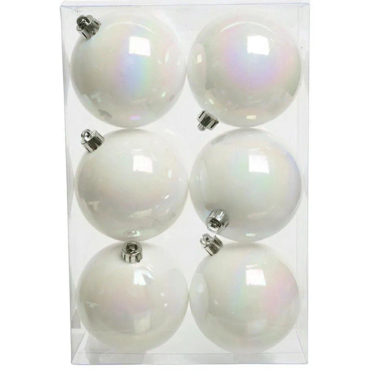 KAEMINGK Lot de 6 boules de Noël (D80 mm) Aravis Blanc irisé Clearance