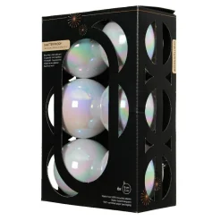 KAEMINGK Lot de 6 boules de Noël (D80 mm) Aravis Blanc irisé Clearance