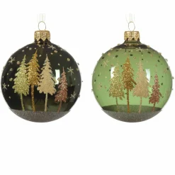 KAEMINGK Lot de 6 boules de Noël (D80 mm) en verre Pia Vert sapin Clearance