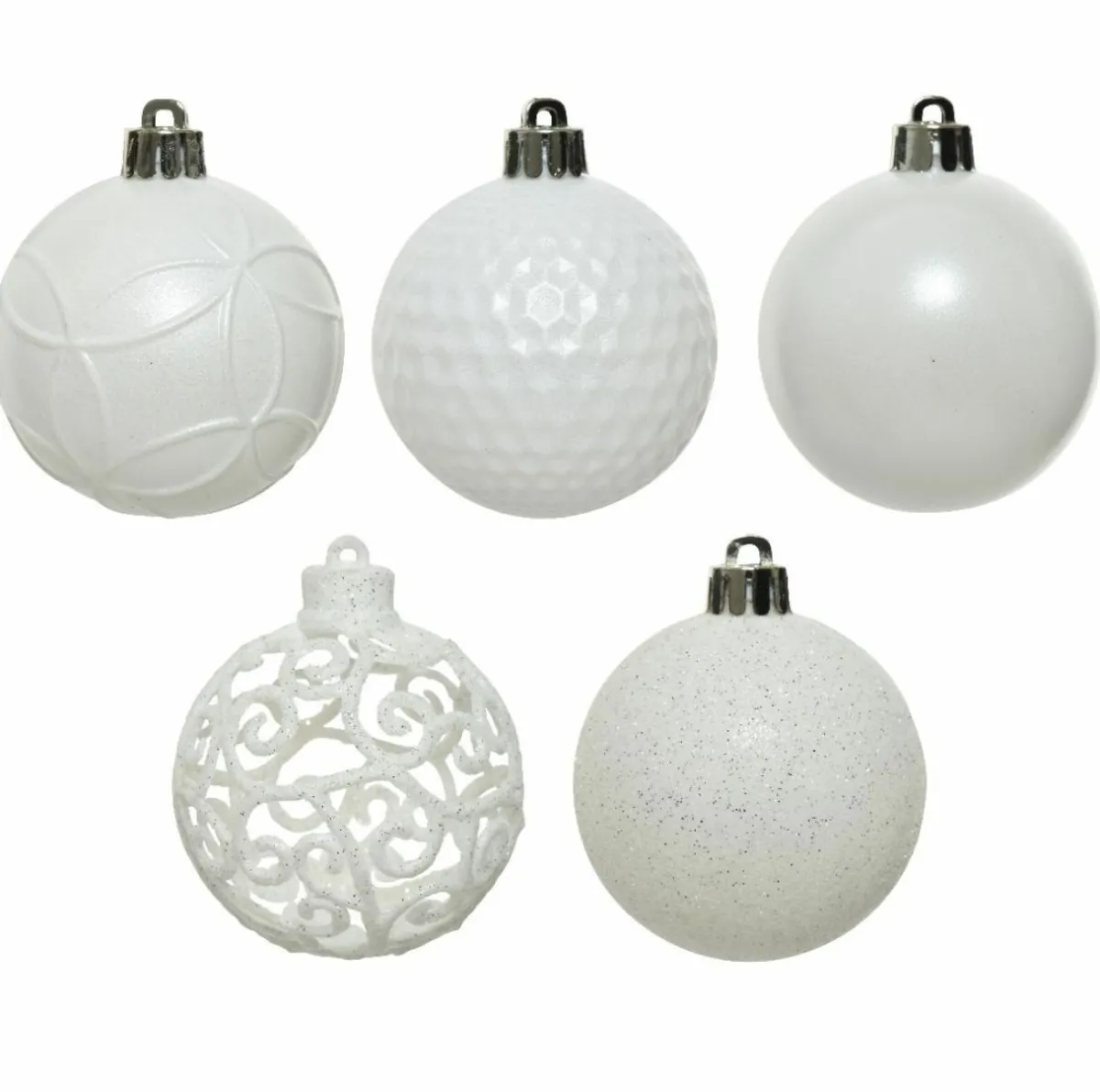 KAEMINGK Lot de 37 boules de Noël (D60 mm) Alpine mix Blanc Online