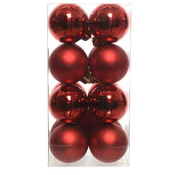 KAEMINGK Lot de 16 boules de Noël (D40 mm) Aravis Rouge Clearance