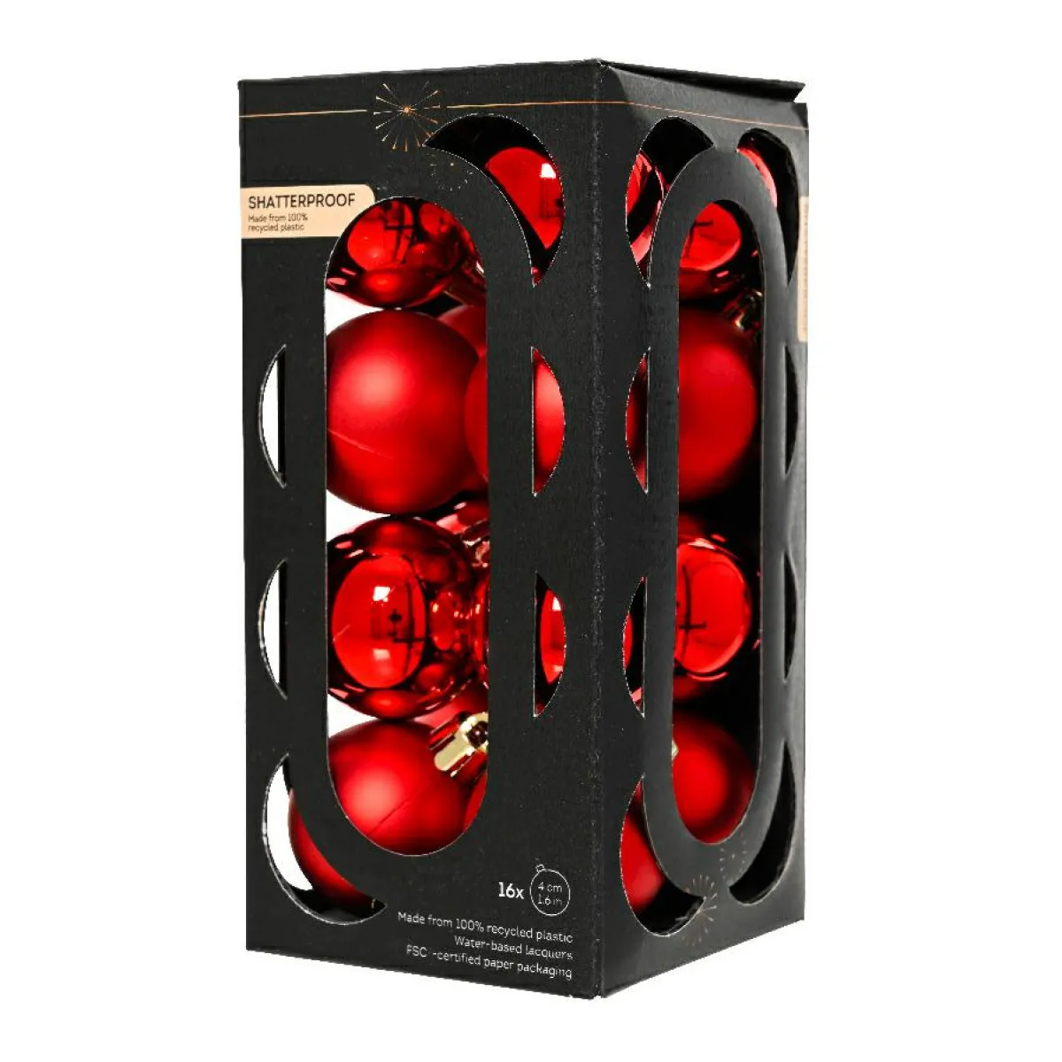 KAEMINGK Lot de 16 boules de Noël (D40 mm) Aravis Rouge Clearance