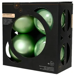 KAEMINGK Lot de 4 boules de Noël (D100 mm) Aravis Vert matcha Hot