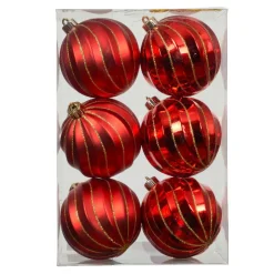 KAEMINGK Lot de 6 boules de Noël (D80 mm) Glam chic Rouge Best