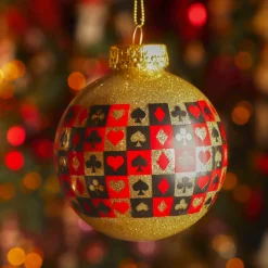 KAEMINGK Lot de 12 boules de Noël (D80 mm) As de pique Or Clearance