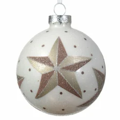 KAEMINGK Lot de 3 boules de Noël (D80 mm) en verre Bélia Blanc Sale
