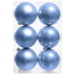 KAEMINGK Lot de 6 boules de Noël (D80 mm) Aravis Bleu Ciel Clearance