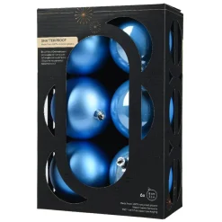 KAEMINGK Lot de 6 boules de Noël (D80 mm) Aravis Bleu Ciel Clearance