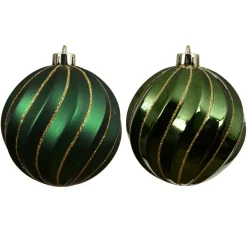 KAEMINGK Lot de 6 boules de Noël (D80 mm) Glam chic Vert sapin Best